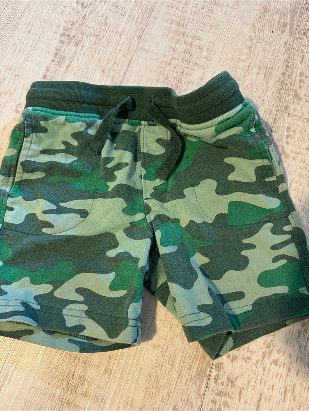 Primary Green Camo Pull-On Shorts